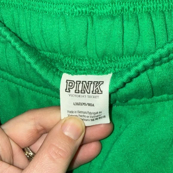 PINK Victoria's Secret Vibrant Green Joggers size large loose fitting sweatpants - Picture 4 of 5